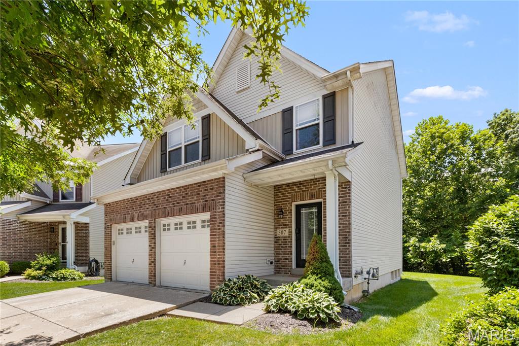 Welcome to this stunning villa located in the highly desirable Wyndgate Village, offering nearly 1,900 square feet of stylish living space and the convenience of low-maintenance living. Step inside to an inviting open two-story floor plan filled with natural light and thoughtfully designed living areas. The spacious living room serves as the heart of the home, highlighted by a cozy gas fireplace and plenty of room for gathering with family and friends.  The upgraded kitchen features  custom modern cabinetry, granite countertops, and breakfast bar.  The dining room is enhanced by custom built-in shelving, high end West Elm light fixture and has sliding glass door wide bay, providing beautiful views of the private wooded backyard.
Upstairs, the generous primary suite offers a large walk-in closet and en-suite bathroom, creating the perfect retreat at the end of the day. Two additional bedrooms and a full hall bath provide flexibility for family, guests, or a home office.
Enjoy a carefree lifestyle with exterior maintenance included through the low monthly association fee, covering lawn care, landscaping maintenance, and snow removal.