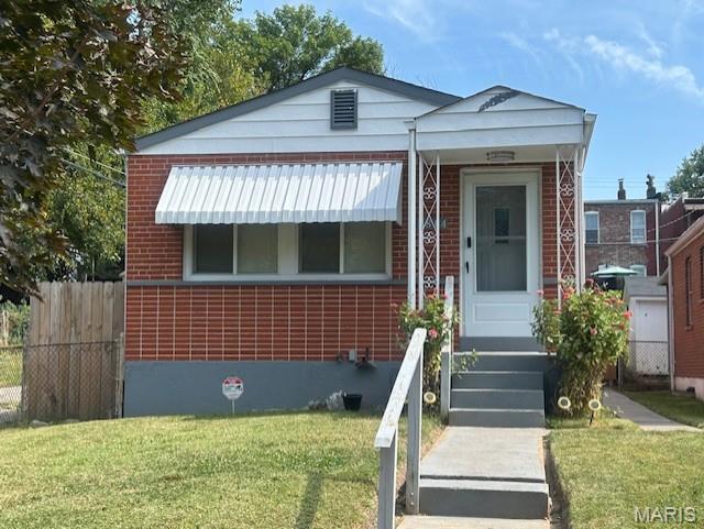 Welcome home to 3814 Illinois Ave. An updated brick bungalow in south St. Louis offering 2 bedrooms, and 1 bath. Red oak hardwood floors in the living room and bedrooms, updated kitchen, refreshed bathroom. Privacy fenced backyard. Priced for As-Is sale, seller will not provide occupancy. Please use special sales contract. No showings without accepted contract. Do not disturb tenants. Motivated Seller.