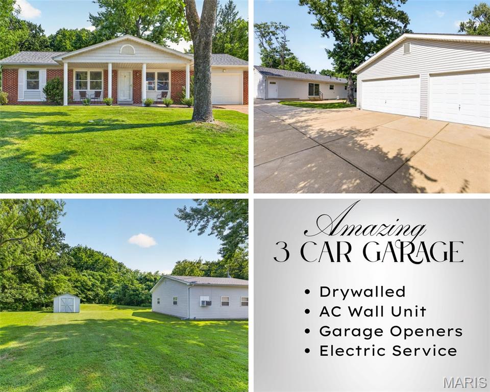 Finding a WELL MAINTAINED ranch with a detached THREE-CAR GARAGE is rare enough, but finding one that's drywalled, insulated AND air-conditioned? That's what makes this home something special! Whether you've been dreaming of the ultimate workshop, space for your cars and toys, a hobby area, home gym or simply a garage you can actually enjoy year-round, this one delivers.

That makes this home a 3 bedroom, 2 full bath RANCH home with a 1 car garage + a 3 car detached garage in OAKVILLE SCHOOLS! 

Pull into the large driveway and take in the peaceful setting before heading inside, where gleaming refinished hardwood floors welcome you into a bright, comfortable home. Natural light fills the living spaces, creating an easy, inviting feel as you make your way into the spacious kitchen with an abundance of cabinetry and room to gather.

Continue down the hall where you'll find three bedrooms, including a primary bedroom with its own private full bath. A second full bath serves the rest of the main level and features beautiful tilework surrounding the tub.

There's more waiting downstairs. The partially finished basement creates a cozy second living space centered around the fireplace, with a bar area that's just asking for game nights, movie nights and weekends with friends. There's also plenty of additional storage space for everything you don't want taking over the main level.

Then head outside, because this backyard deserves some time of its own. Set on a gorgeous lot, approximately 0.36 acres, the property offers a wonderful sense of space with mature trees, a large patio for grilling and relaxing, a storage shed and a wide lawn that backs to even more greenery. Picture coffee on the covered front porch in the morning, kids or pets enjoying the backyard during the day, and summer evenings unwinding on the patio beneath the trees.

And the relaxed setting extends beyond your own backyard. Spend warm summer days at the neighborhood's in-ground swimming pool or take a stroll by the community lake, where the fountain and surrounding greenery create a peaceful place to enjoy close to home.

And that's not all! A NEWER ROOF (May 2026) with Class 3 impact-resistant shingles, HVAC (May 2023), insulated windows, and newer siding on both the home and garage. All nestled on a gorgeous 0.34-acre setting with access to a neighborhood pool and lake, plus an incredible air-conditioned THREE-CAR detached garage. This isn't your everyday ranch—it's a home that truly has it all!