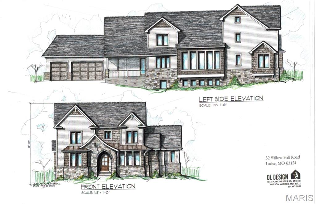 Beautiful new custom Flower Home arriving late 2026, with construction already underway and time remaining to personalize selections. Ideally located in the charming Willow Hill neighborhood in Ladue near Hwy 64/40, offering convenient access to downtown Clayton, premier shopping, and popular dining destinations. Designed for everyday comfort and exceptional entertaining, the chef’s kitchen features custom cabinetry, an oversized center island, premium Thermador appliances, and a serving bar with a dual-zone wine cooler. An adjoining walk-in pantry with fully equipped prep/sous kitchen provides outstanding functionality for hosting gatherings of any size.
The stunning gathering room showcases a vaulted ceiling with soaring beams, a dramatic stone fireplace, and expansive windows that fill the space with natural light. The luxurious main-floor primary suite offers a coffered ceiling, dual walk-in closets, floating vanities, curbless entry shower, and soaking tub. An additional oversized suite with an en-suite bath on the first floor adds an extra level of comfort and flexibility for family or guests. Custom wood stairs lead to three additional bedroom suites, each featuring a walk-in closet and private en-suite bath. The second-floor laundry room adds everyday convenience. The finished lower level includes a spacious recreation room, sixth bedroom, and full bath. Step outside to enjoy your peaceful backyard from the quiet shade of your covered patio. A rare opportunity to customize a truly exceptional home in one of Ladue's most desirable neighborhoods.