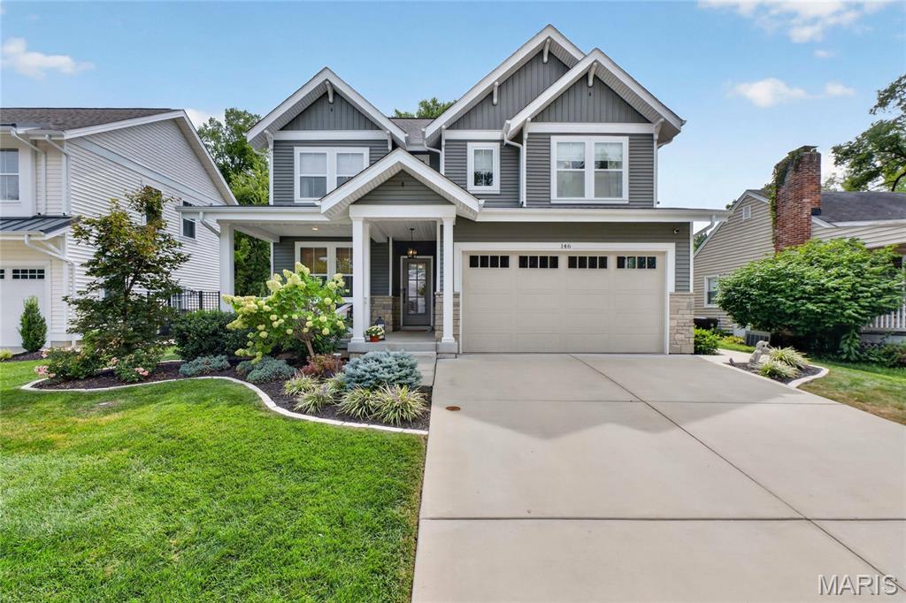 Spectacular Turnkey 2 Story in Heart of Kirkwood!  Meticulously maintained and elegantly styled home with over 3,600+ total sq ft of living space. Set on a quiet cul de sac off N. Clay this “Newer” construction home with stone accents has a distinguished curb appeal.  Welcoming Front porch is a perfect spot to sit and enjoy morning coffee. Walk into entry foyer with wood floors that run throughout main level.  Cozy Den/Living Room flanks entry. Open Dining Room flows into spacious Family Room featuring gas fireplace with shiplap surround and recessed lighting. Kitchen has been throughly updated since homeowner’s purchase with new high end stainless steel appliances including iLve Italian gas Stove, tile backsplash, new countertops, and farm style sink.  Elegant new light fixtures throughout most of home including above kitchen island. Add’l cabinets with new butler shelving in hallway leading to mud room with built in lockers. Main floor laundry! Upstairs primary suite with wood floors and updated light fixtures.  Primary bath with free standing tub, double vanity, and floor to ceiling tile shower. Also new mirrors and fixtures. New wood floors added to all add’l bedrooms. Guest bedroom with full bath and walk in closet. Beds #3 and #4 also with new wood floors  share Jack-n-Jill bath with separate vanities. Loft area for kids home work or crafts.  Finished Lower level with large Rec Room featuring new wood floors. Home fitness area and full bath added in 2023. Lower level is Perfect space for entertaining or letting the kids hang. Completely fenced in back yard with covered porch and newly expanded concrete patio.  Relaxing space to enjoy adult beverage or watch the kids plays. Gorgeous home with thoughtful, high end updates is truly move in ready. Walkable to all things Kirkwood including DTK Kirkwood and the Park.  Home was built Six years ago but feels like brand new custom construction!