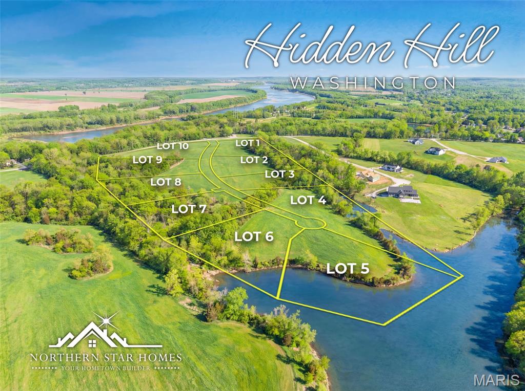 Rare opportunity to secure your own 3+ acre homesite in one of the most scenic settings east of Washington along Old Hwy 100. These estate-sized lots offer the perfect blend of open ground and mature trees, creating an ideal canvas for your custom home. Enjoy breathtaking views with a stunning community lake as the backdrop.

Whether you’re ready to build now or prefer to purchase the lot and design your dream home later, the flexibility is yours. Choose one of our thoughtfully designed plans or bring your vision to life with a fully personalized build. These homesites are perfectly suited for luxury living with space for a pool, outbuilding, garden, or simply room to breathe.

Located just east of Washington with easy access to Old Hwy 100, commuting is convenient while still enjoying the peace and privacy of acreage living. Opportunities like this - large acreage, water views, wooded privacy, and a prime location are limited.

Living just outside of Washington gives you the best of both worlds:  peaceful acreage living with easy access to one of Missouri’s most vibrant riverfront communities. Spend weekends exploring the charming downtown district filled with locally owned boutiques, coffee shops, restaurants, and year-round festivals. Walk or bike the scenic trails along the Missouri River, enjoy concerts and community events at the riverfront, then retreat back home to your private oasis just minutes from town.

Washington offers highly rated schools, strong local businesses, and a true sense of community where neighbors know each other and hometown pride runs deep. With convenient access to Old Hwy 100, commuting is simple while still coming home to privacy, views, and wide-open space.

Secure your homesite now and start planning the home you’ve always imagined.