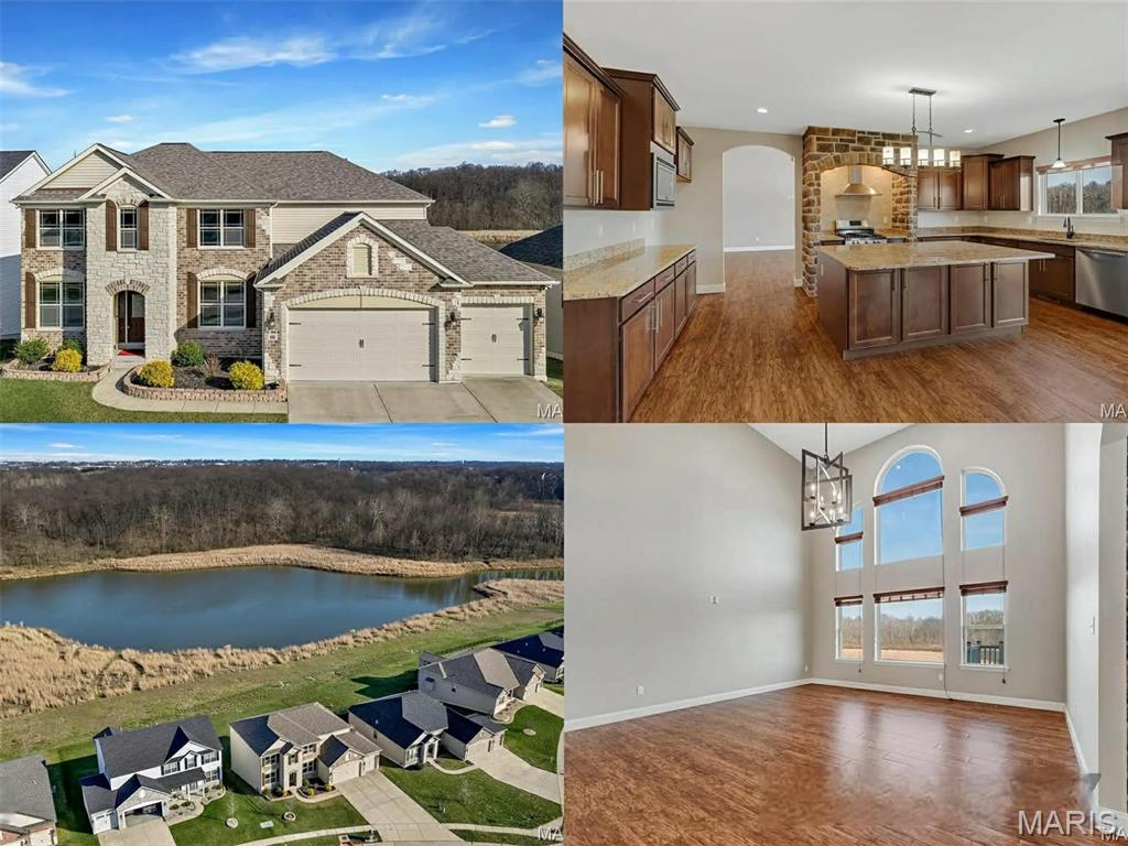Stunning Lombardo Sunset Model loaded with upgrades and perfectly situated on a premium LAKE LOT in desirable Brookside Estates! This move-in ready 5 bedroom, 4 full bath home offers over 3,200 sq ft of thoughtfully designed living space with beautiful lake views.
The open floor plan features a formal dining room, spacious living room, and a warm hearth room just off the kitchen, perfect for everyday living and entertaining. The luxury kitchen is a showstopper with a massive center island, granite countertops, stone arch detail, stainless canopy hood, double oven, and 42” cabinetry.
The main level also includes a convenient bedroom and full bath, ideal for guests or multi-generational living. Upstairs you’ll find four additional bedrooms and three full baths, including a Jack-and-Jill bath, hall bath, and a private ensuite in the luxurious primary suite featuring split vanities, soaking tub, and walk-in shower.
Step outside to the composite deck overlooking the stocked lake, perfect for relaxing mornings or peaceful evenings. The full walk-out basement with custom windows is ready for your finishing touches.
Additional highlights include an upgraded elevation, deluxe primary bath option, and a spacious 3-car garage.
Brookside Estates offers fantastic neighborhood amenities including 3 parks/playgrounds, walking trails, a basketball court, a stocked lake, and a community pool, all with convenient access to highways, schools, and shopping.
Book your showing today! This amazing property won't last long!