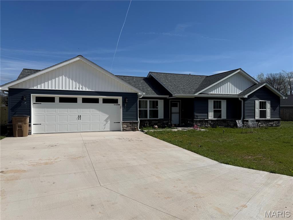 Discover this new, move-in ready home built in 2025, offering the perfect blend of modern finishes and everyday comfort. This 3-bedroom, 2-bathroom home features an open floor plan with a bright, inviting living room that flows into the spacious kitchen. Ideal for entertaining and family time. You'll love the oversized laundry room with countertop for folding. It adds extra storage and convenience. The home was designed for easy living, with no stairs or steps getting into the entrances. Step out the back door to a giant back yard complete with privacy fencing on all sides. Relax with a cup of coffee on the covered 12'X12' patio! The 1.5 car garage rounds out this home with plenty of parking and storage space. The 8'X10' sheds adds for additional storage as well! Modern, functional and practically brand new, this home is ready for you to move right in and enjoy!