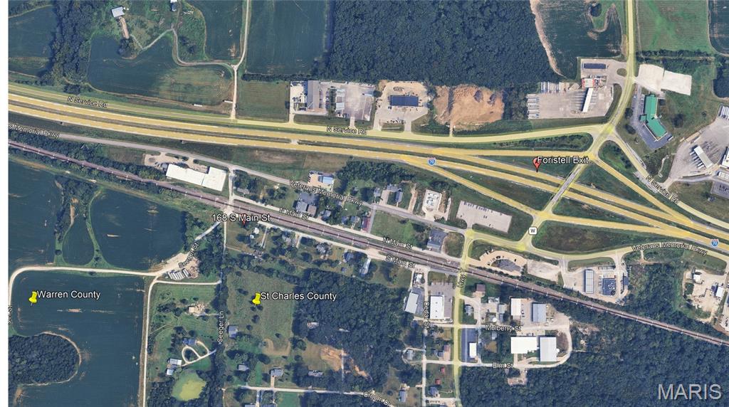 .57 Acre Development Site

Only a third of a mile from the Foristell/I-70 Exit
Excellent single or multi family home site.
Could possibly be rezoned to a Commercial use
Is at the edge of St Charles and Warren County
Level site, little to no grading required.
Utilities are at or near site but all run overhead or through easements which allows for high usage of property
Low initial taxes, makes for a superb long term investment
Just minutes to both Wentzville and Warrenton.
