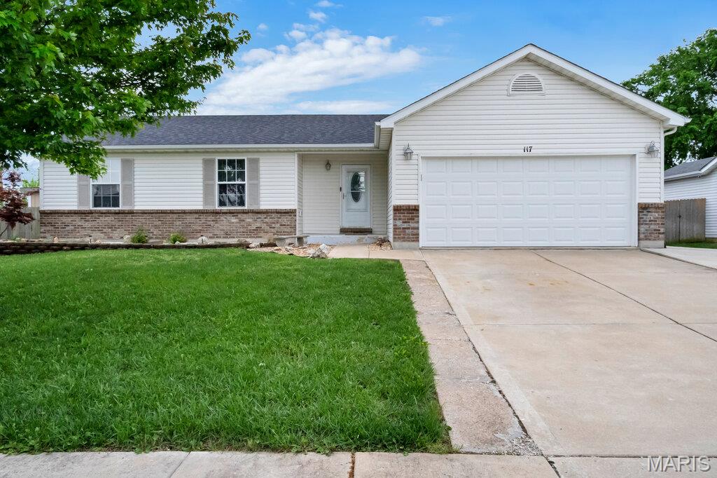 Spacious 3-bedroom, 2.5-bath home with a NEW ROOF and NEW HVAC SYSTEM and NEW INTERIOR PAINT!  Large entry foyer opens to an open-concept floor plan featuring engineered hardwood flooring throughout the kitchen, living room, breakfast/dining area, and main floor laundry. Kitchen offers granite countertops, tile backsplash, and easy access to the backyard. Enjoy evenings on the large custom stamped concrete patio overlooking neighboring horse property with scenic sunset views. Primary suite features water views and a spacious private full bath.  The finished lower level is ideal for entertaining with a custom wet bar, large gathering space, and convenient half bath. Functional layout offers plenty of room for everyday living or hosting guests. Conveniently located near schools, shopping, and major commuter routes.