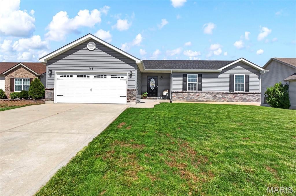 ****Seller has obtained a bid for a 10 x 10 deck for $6000. Seller will credit buyer to have deck installed after closing. See estimate in supplements.*** Beautiful vaulted great room ranch! 4 bedrooms 2 full baths! Main floor laundry room, large island in the kitchen, ceramic tile flooring, granite counter tops and stainless appliances and ceramic tile back splash. Primary bedroom features a walk in closet. luxury bath with dual adult height vanities and large walk in shower. Generously sized secondary bedrooms. Walk out lower level with a 4th bedroom and rough in for future bath. Large level fenced yard with 6ft vinyl privacy fence. New roof in 2024!