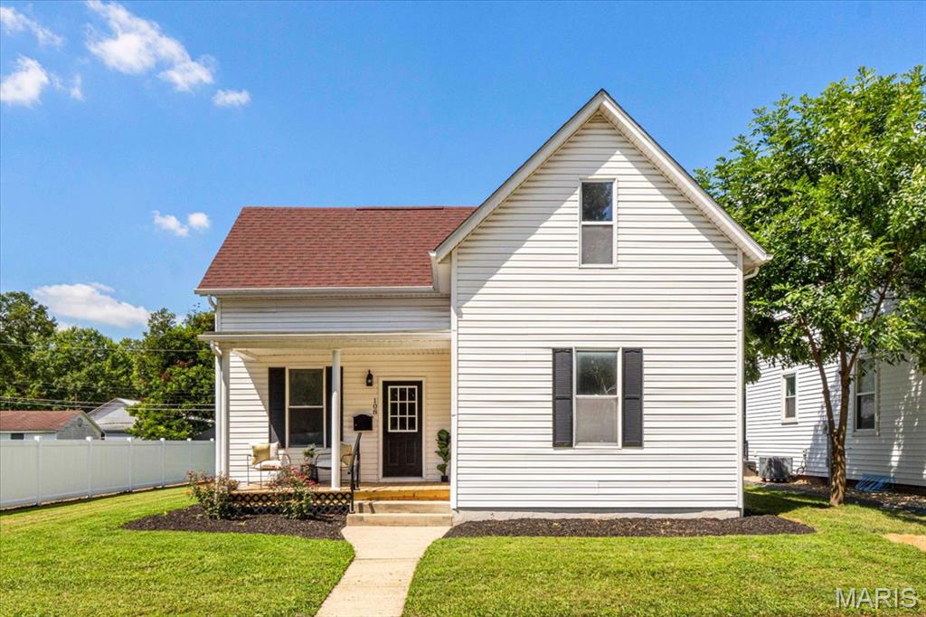 Welcome to this beautifully renovated four-bedroom, one-and-a-half-bath home offering fresh modern finishes and plenty of space. A welcoming covered front porch leads into bright, spacious rooms featuring updated flooring, neutral colors and abundant natural light.

The brand-new kitchen is a standout with crisp white cabinetry, quartz countertops, stainless steel appliances, a stylish tile backsplash and generous workspace. The adjoining dining area and updated staircase create an inviting flow for everyday living and entertaining. Four bedrooms provide plenty of flexibility for family, guests or a home office.

Outside, enjoy a spacious yard along with a detached garage featuring an additional covered area—perfect for parking, storage, hobbies or outdoor gatherings. Thoughtfully renovated throughout, this move-in-ready home offers the space, style and functionality you’ve been searching for.