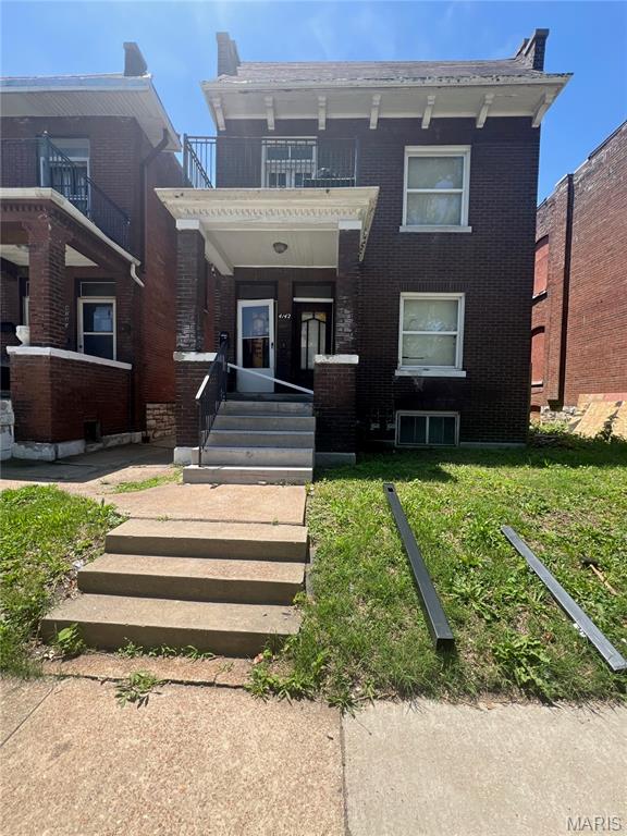 Two family investment property to be sold "As Is". Duplex property needs updating before it is rental ready. Tons of potential. Lower unit one bedroom with bonus room commonly used as bedroom. Upper unit is a two bedroom. Market rent ranges $900-$1200. Solid brick property on upcoming quiet street (renovations have be observed on either side of property).