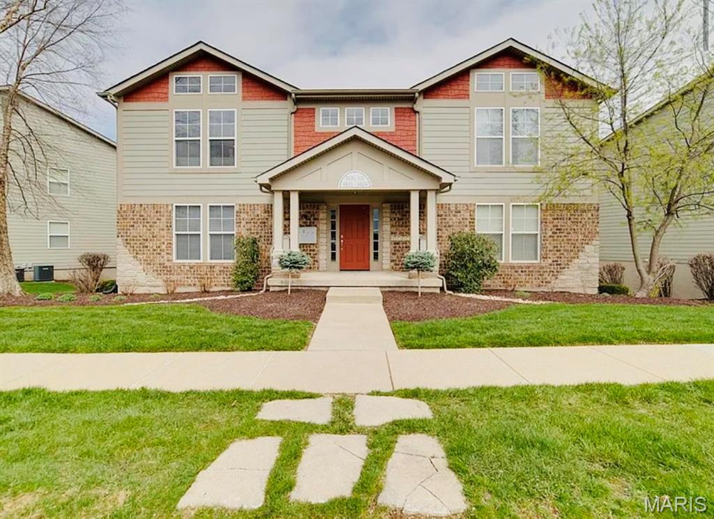 This bright and open condo in the Francis Howell School District is a must see! The updated kitchen features tons of cabinet and counter space, plank floors, vaulted ceilings and an expansive breakfast bar opening into the living room. Vaulted ceilings continue into the living room and separate dining room with lots of natural light. The master bedroom features a vaulted ceiling, a good-sized deck, and master bath with walk-in closet. There is a second, large bedroom down the hall as well as a secondary bathroom with plenty of closet space. Washer/dryer hookups in hall closet. Comes complete with a one-car-garage as well as additional parking in front of the building. Storage unit in basement as well. Newer furnace and a/c. Neighborhood pond with walking trail just down the street. Nearly 1,400 sqft. of living space. Laundry in-unit with newer utilities. Location: End Unit, Suburban, Upper Level