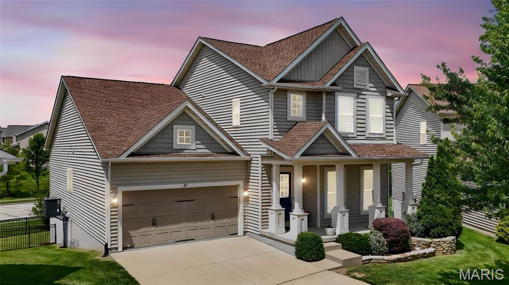 Welcome home to this beautifully maintained 3-bedroom, 2.5-bath home tucked away on a quiet cul-de-sac in the highly sought-after Countryshire community! Designed for both everyday living and entertaining, this home features an open-concept floor plan filled with natural light. The updated kitchen is a showstopper with custom cabinetry, a large center island, granite countertops, stainless steel appliances, and a spacious dining area.
The inviting great room offers a cozy fireplace and abundant natural light, creating the perfect gathering space. The main-floor primary suite is a true retreat, featuring a large walk-in closet and spa-inspired en-suite bath complete with a soaking tub, separate shower, and dual vanities.
Upstairs, you'll find two generously sized bedrooms connected by a convenient Jack-and-Jill bathroom, along with a versatile loft that makes an ideal family room, home office, playroom, or media space.
Step outside to enjoy the level backyard featuring both a deck and patio—perfect for summer barbecues, outdoor entertaining, or relaxing evenings. The unfinished lower level provides ample storage and endless possibilities for future living space.  Additional bonus  new roof and newer HVAC system installed in 2022! Conveniently located walking distance to pool, near parks, walking trails, shopping, dining, and top-rated Wentzville schools, this move-in-ready home has it all!
