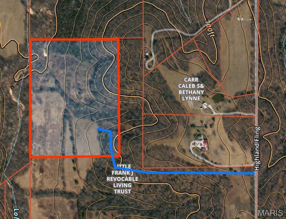 36.74 acres of land available. Perfect for a new home site. Lollar Branch Creek runs through Northwest corner of property. There is a beautiful view of the bottomlands below. Access to this parcel is via a private easement road directly off of Highland Fling Rd. Great hunting opportunities, tons of deer & turkey. Electrical easement in place, and electric is close by, along the north border. Property appears to be partly in Spring Bluff and partly in Sullivan School District.