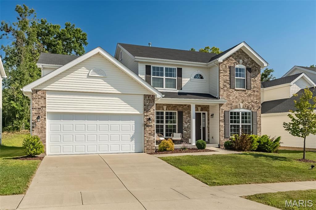 Exceptional McBride-built 2 Sty located within a sought after West County neighborhood. Just completed in 2023, this well-planned home features an open light-filled layout ideal for both everyday living and entertaining. Inviting covered front porch leads to 2-sty foyer, private study and formal dining room. The spacious great room provides a welcoming gathering place with a direct vent fireplace and full-height windows with private wooded views. Designer kitchen with white Shaker cabinetry, quartz countertops, Bosch stainless steel appliances, butler’s pantry & 5½’ center island adjoins bright breakfast room with sliding glass door that opens to tree-lined backyard. Open staircase with wide picture window accesses primary bedroom suite with expansive walk-in closet and luxury bath with soaking tub. 3 Additional bedrooms and hall full bath complete the 2nd floor living quarters. Conveniently located near shopping & restaurants & just minutes from Queeny Park. Award-winning Parkway West School district.
