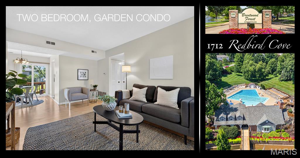 Why settle for ordinary when you can own one of the cleanest, best-maintained condos in the community? Meticulously cared for and truly move-in ready, this exceptional garden condo stands out from the moment you walk through the door. The same owner has lovingly maintained this home for the past 13 years, and her attention to detail is evident everywhere—even shoes were never worn inside, a testament to the pride of ownership and impeccable condition you'll notice the moment you step through the door. Enjoy the ease of one-level living with a bright, open floor plan, fresh modern paint, and a timeless neutral color palette that complements any decor. The crisp white kitchen offers generous counter space and abundant storage, while the thoughtfully designed layout places the washer and dryer in a dedicated hallway laundry closet—keeping the kitchen open and functional. Two spacious bedrooms, a beautifully maintained bath, and an oversized covered deck overlooking peaceful common ground create the perfect place to relax and unwind. The recently renovated deck extends your living space outdoors, and on beautiful days simply slide open the glass door, leave the screen closed, and let the gentle breeze and the soothing sound of birdsong drift through the living area. It's the kind of everyday luxury that makes this home feel like a peaceful retreat. Beyond your front door, residents enjoy outstanding community amenities including a beautiful clubhouse, two swimming pools, tennis courts, and a scenic lake with walking paths. And the location is second to none. Situated in the heart of desirable Brentwood, you're just minutes from shopping, restaurants, grocery stores, major highways, hospitals, Clayton, downtown St. Louis, and everything else you need. In a community with plenty of options, this is the one that combines impeccable condition, thoughtful design, and an unbeatable location into a place you'll be proud to call home. SELLER PROVIDING A THIRD-PARTY, ONE-YEAR HOME WARRANTY TO ANY BUYER.