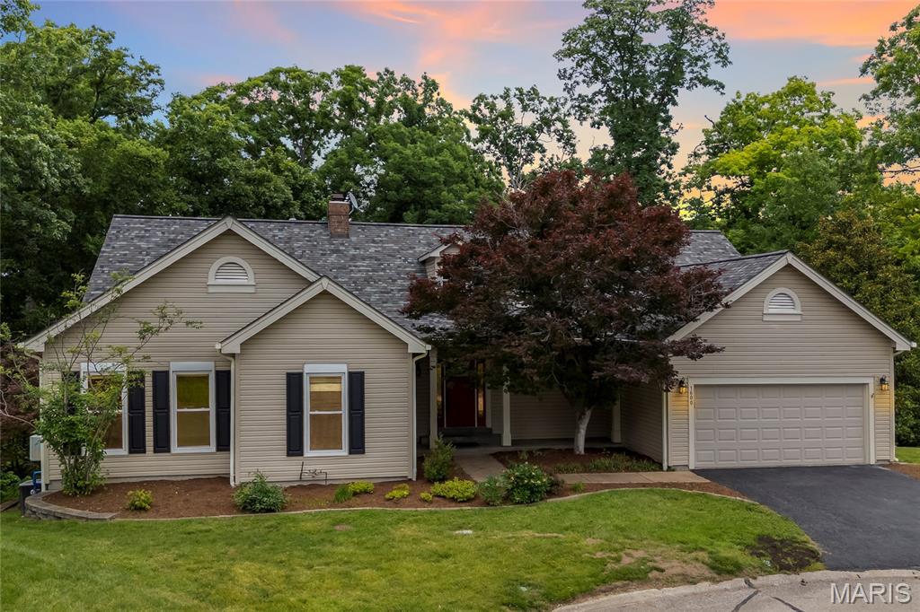 Rare 4,300+sqft - Atrium Ranch - Private Wooded Cul-de-Sac Lot - Rockwood Schools

Welcome to 1600 Baxter Forest Ridge Court, a truly one-of-a-kind atrium ranch nestled on a private wooded cul-de-sac in one of Chesterfield's most sought-after neighborhoods. Located within the award-winning Rockwood School District and served by National Blue Ribbon Schools, this exceptional residence combines luxury, privacy, and natural beauty with over 4,300 square feet of thoughtfully designed living space.

From the moment you enter, you'll be captivated by the dramatic vaulted great room featuring soaring ceilings, a stunning fireplace, rich hardwood flooring, and an impressive wall of windows framing breathtaking views of the surrounding forest. The home's signature atrium design floods the interior with natural light while seamlessly blending indoor and outdoor living.

The spacious open floor plan offers 5 bedrooms, 3.5 baths, and an office, making it ideal for families, entertaining, and multigenerational living. The beautifully appointed kitchen showcases 42-inch cabinetry, a blend of Corian and granite countertops, tile backsplash, center island, and dual pantries. Adjacent to the kitchen, the breakfast room provides panoramic woodland views and direct access to a private covered composite deck, creating the perfect setting for morning coffee or evening relaxation.

The luxurious primary suite serves as a peaceful retreat with vaulted ceilings, dual walk-in closets, and a spa-inspired bath featuring double vanities, a soaking tub, separate shower, and elegant stained-glass accents. Additional main-floor bedrooms, baths, and laundry provide the convenience of single-level living.

The expansive walkout lower level offers endless possibilities with a huge recreation and family room, fireplace, bar area, office space, additional bedrooms, full bath, and abundant storage. Surrounded by lush mature trees and breathtaking natural scenery, this serene setting delivers a level of privacy and tranquility rarely found.
Recent improvements include new windows (2022), composite deck with aluminum railings (2022), new roof (2025), fresh paint throughout (2026), and new carpeting (2026), making this home truly move-in ready.

Combining a rare atrium-ranch floor plan, spectacular wooded views, extensive updates, and an unbeatable Chesterfield location, 1600 Baxter Forest Ridge Court offers a lifestyle that is simply unmatched.