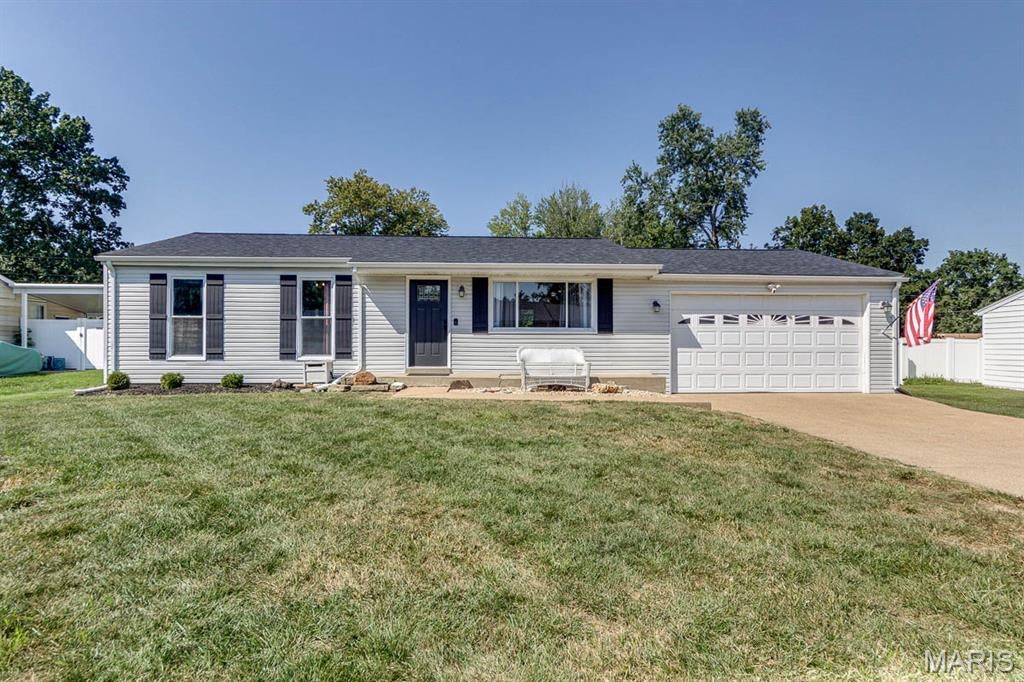 Welcome home to this lovely 3 bedroom, 2 bath ranch with a finished lower level, located in the highly sought after Lindbergh School District. Step inside to beautiful hardwood floors and an open floor plan that flows into the updated kitchen featuring stainless steel appliances and granite counters. A bonus room off the kitchen and dining area provides flexible space for a home office, or additional living. The primary bedroom features closet system and a newly updated full bath with a walk-in shower. Downstairs, the finished lower level offers plenty of additional living and entertaining space with a bar and separate bonus room that could serve as a sleeping area, playroom, or workout space. Outside, enjoy a spacious patio, privacy-fenced backyard, large level yard, and 2-car garage. A newer roof, HVAC system, and water heater add even more value and make this move in ready home a great buy in Lindbergh Schools.