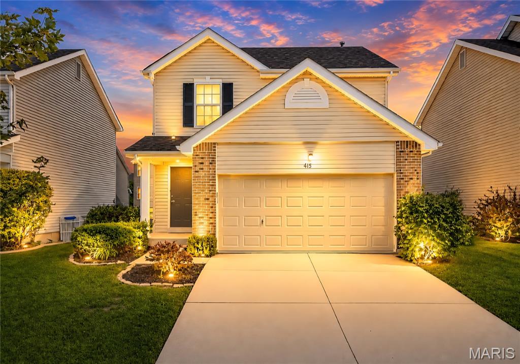 Charming 2-story home in the Springhurst neighborhood!  This home features fresh paint throughout and a new architectural shingled roof!  The main level features a spacious kitchen, breakfast room and large family room with new carpeting.  The upstairs boasts 2 large bedrooms with large walk-in closets.  The master bedroom suite features a large bathroom with separate tub and shower.  The upstairs also features a sizable loft, perfect for a 2nd TV room or home office!  The unfinished basement features an egress window and is ready for your finishing touches.  Located in the Wentzville school district, shopping and parks!