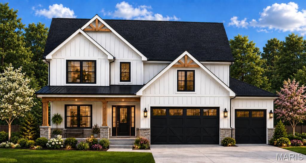 Beautiful To-Be-Built in Kirkwood! This stunning new-construction modern farmhouse offering 5 bedrooms, 3.5 baths, and a finished lower level offers 3,400 square feet of total living space. Designed for today's lifestyle, this home features an open-concept floor plan, spacious great room, gourmet kitchen with center island, luxury primary suite, second floor laundry room, and versatile finished basement. The striking exterior showcases white board-and-batten siding, black windows, timber accents, and black garage doors. Exceptional craftsmanship, designer finishes, and timeless curb appeal throughout. Enjoy this amazing location across from Kirkwood High School! Walk across the street to school or take in a football game and all that the community has to offer. Builder: Darr Custom Homes.