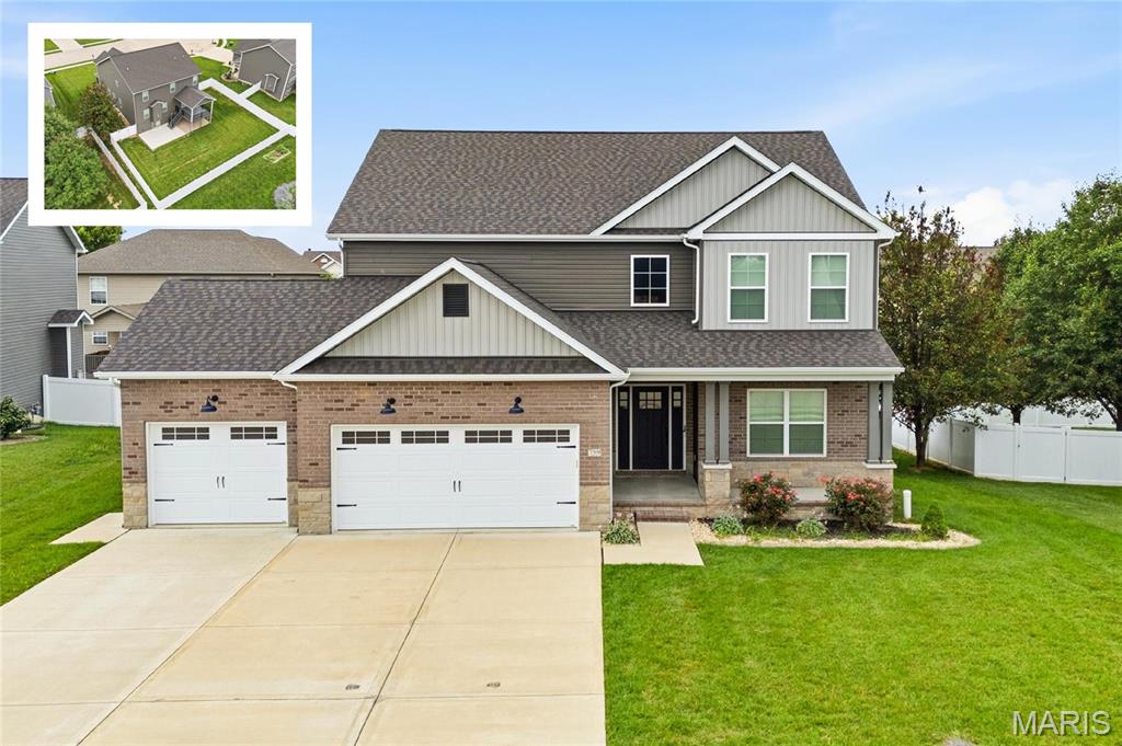 Stunning 2-story home features 5 spacious bedrooms, 4 beautiful bathrooms, fabulous finished basement on a cul-de-sac lot. Step inside and be greeted by the open and airy family room which seamlessly flows into the eat-in kitchen. Open kitchen: upgraded soft shut staggered cabinets, a center island, stylish pendant lighting pantry + maintenance-free covered deck, accessible from the kitchen. Main level also offers a laundry room, oversized 3-car garage, half bath, and a separate flex room perfect for an office. 2nd Level: dedicated HVAC system, 3 well-sized guest bedrooms, full guest hall bath, and luxurious master suite complete with tray ceiling, dual sinks, separate tub and shower, and a walk-in closet. Finished lookout basement: 9ft ceilings, open family room, 5th bedroom, full bath, and ample storage space. Enjoy all the amenities of Savannah Hills Subdivision: pool, clubhouse, walking trail, and playground.