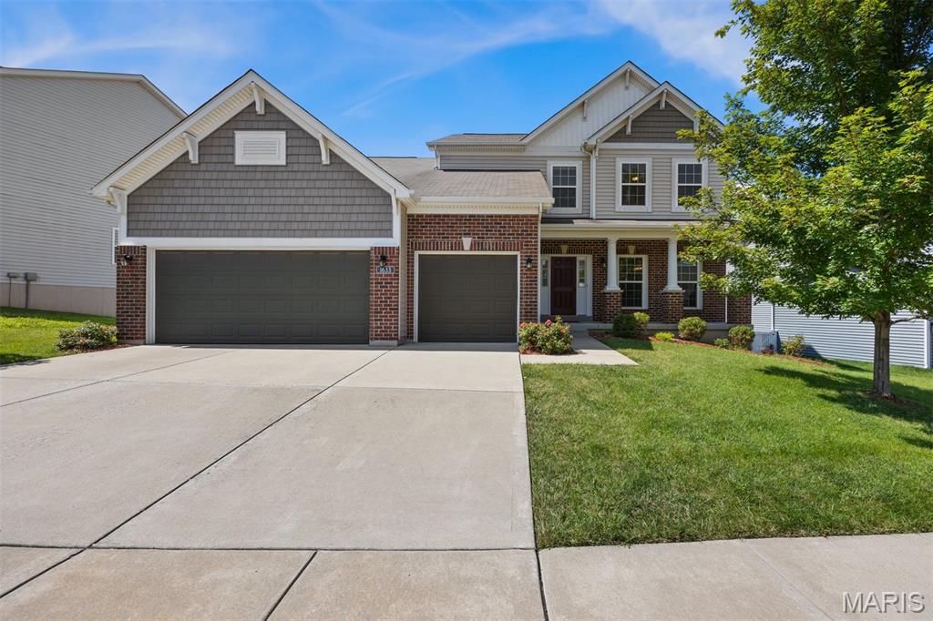 Meticulously maintained and built in 2016 by Consort Homes, this beautifully designed 1.5-story home offers over 3,300 square feet of thoughtfully planned living space in the sought-after Villages at Willowbrooke. The open floor plan features soaring 9-foot ceilings, rich hardwood flooring, and an inviting great room with a gas fireplace that flows seamlessly into the sun-filled breakfast room and chef’s kitchen. The kitchen is appointed with custom cabinetry, a large quartz center island & custom backsplash, gas cooktop, pantry, and abundant prep and storage space.
The main-floor primary suite provides a private retreat with an oversized walk-in closet and spacious bath featuring a double vanity, soaking tub, and separate shower. A formal dining room, welcoming foyer with custom millwork, and convenient main-floor laundry complete the first level.
Upstairs, you’ll find three generously sized bedrooms, all with walk-in closets, a Jack-and-Jill bath, an additional full bath, and a versatile bonus room perfect for a media room, playroom, or home office.
The full basement with an 8-foot pour, roughed-in bath, and ample storage offers endless possibilities for future finishing. Additional highlights include a 3-car attached garage, zoned HVAC, energy-efficient construction, Low-E windows, and a newly added composite deck overlooking the beautifully maintained yard. Ideally located in Creve Coeur with easy access to shopping, restaurants, parks, and major highways.