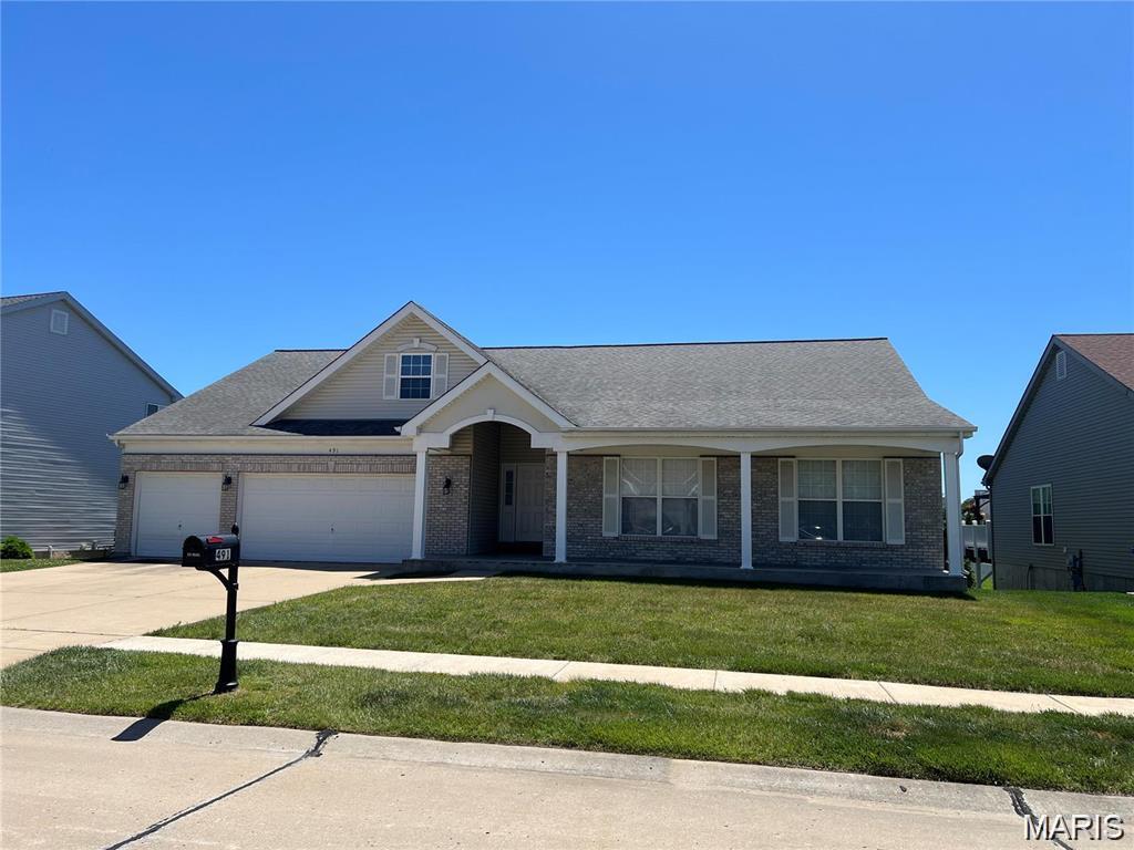 You will love this property!  A beautiful home located on a quiet street, 5 minutes from Hwy 70/Hwy 364/Hwy 94.  Very well maintained 4 bedroom, 2 bath ranch home features a vaulted great room with gas fireplace and surround sound.  Open floor plan boasts 16 foot ceilings and separate formal dining room off the large kitchen with center island, 42 inch cabinets, newer appliances, pantry and main floor laundry room.  This home also has a large breakfast room with family room that walks out to a maintenance free deck overlooking the back yard.  Master bedroom suite features large walk in closet and beautiful master bath with separate tub/shower and dual vanity.  3 additional good sized bedrooms and a full bath complete the main level.  Home also has large 3 car garage and full unfinished walk out basement. Additional Rooms: Mud Room