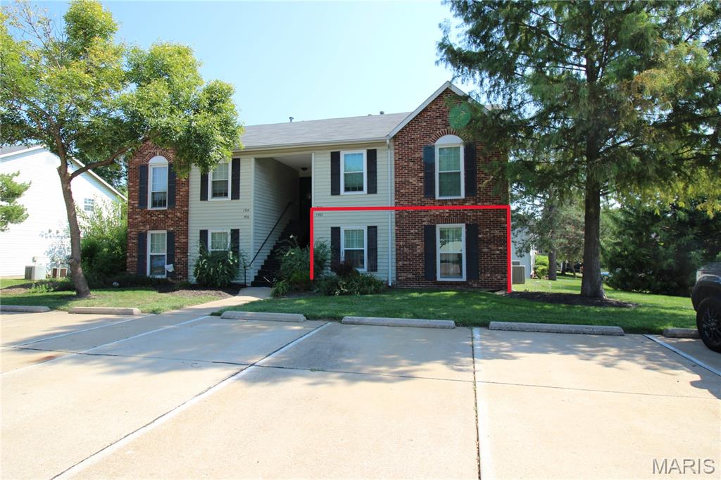 Don't miss this charming ground-level end-unit condo in the desirable Stone Ridge Estates community! This 2-bedroom, 1.5-bath home offers easy, low-maintenance living with an inviting open layout. The spacious living room features a cozy wood-burning fireplace, while the eat-in kitchen provides ample cabinet and counter space for everyday convenience. This home is ready to move in and boasts new carpet, newer electric panel (2025) and HVAC system (2023).

The primary bedroom offers direct access to a Jack-and-Jill bath, and the second bedroom is perfect for guests, a home office, or additional living space. Relax on the covered porch and enjoy the convenience of assigned parking just steps away. 

Ideally located in the heart of St. Peters close to major highways, you'll be just minutes from shopping, restaurants, parks, and while being served by the highly regarded Francis Howell School District. Whether you're a first-time buyer, downsizing, or looking for an investment opportunity, this move-in-ready condo is one you won't want to miss!
