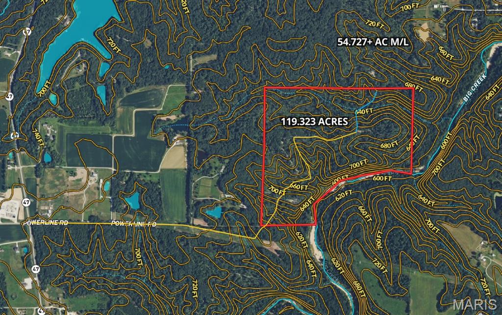 Located just off Hwy 47 in Warren County, this 119 acre farm is just over 5 miles north of I-70, making it easily accessible from Warrenton (Less than 10 minutes), Wentzville (20 minutes), and Chesterfield (40 minutes). A year-round creek—Big Creek—flows along both tracts, offering a reliable water source and natural travel corridor for wildlife. The land is mostly wooded with mature hardwoods, cedars groves, rolling ridges, and established internal trails. Deer and turkey sign are found throughout. Tucked back in the timber is a rustic cabin that works well as a base camp for hunting or just getting away for the weekend. This farm offers excellent recreational use today, and long-term value down the road. With good access, strong habitat, and a solid location, it's a versatile piece for the hunter, investor, or someone looking to build their "Forever Home" or a private retreat in the woods.