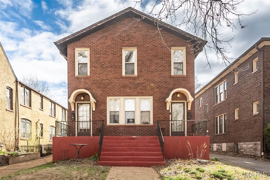 Discover massive scale and untapped potential in the heart of University Park. This all-brick duplex boasts over 2,100 sq. ft. of living space, with each "Executive 1-Bedroom" unit offering a sprawling 1,050+ sq. ft. floor plan—significantly larger than the area average. Perfectly suited for the modern professional, each unit features a formal living with a decorative fireplace & large dining room which would be ideal for a dedicated home office or library. While the building currently operates as a high-yield rental, the expansive footprint presents a premier opportunity for a single-family conversion into a 4-bedroom masterpiece on one of U-City's most desirable blocks. The property features a full basement and a detached covered parking structure, offering a low-maintenance lifestyle for those who prioritize off-street parking and urban proximity over yard work. This is a rare "blank canvas" opportunity for a visionary owner-occupant or savvy value-add investor looking to capture instant equity. Home was fully tuckpointed in 2025!