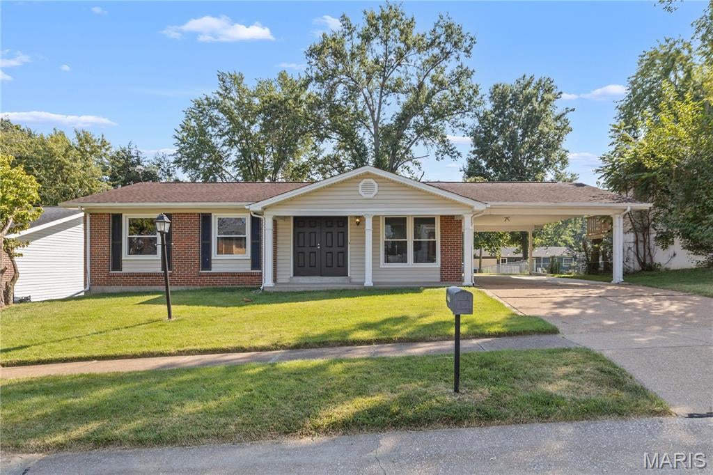 Welcome to 12728 Foxhound Drive!  Looking for a well-maintained, move-in ready home?  This is it!  From the newer white Shaker kitchen cabinets to the original oak hardwood flooring throughout the majority of the space, you'll fall in love with this cozy Maryland Heights home.  A great neighborhood tucked away off Dorsett & McKelvey with sidewalks AND streetlights!  The home consists of 3 bedrooms, 2 full bathrooms, one of which is an ensuite off the primary bedroom, a living room, a separate dining area with a large sliding glass door to the spacious, level back yard and a full updated kitchen.  As you can see from the professional photos the basement is completely open with endless possibilities.  Laundry hook-ups are in one corner of the basement.  The central location is a definite perk with close proximity to 270, 70 & 364, ample shopping, restaurants and CREVE COEUR PARK.  In the Parkway North School District with McKelvey Elementary literally a short walk-away.  Need to move-in super-fast?  Not a problem.  We've already PASSED the Maryland Heights Occupancy Inspection.  Did you know that in the City of Maryland Heights the trash/recycling & yard waste are FREE?  Agent/Owner shared that UPDATES include newer windows, new A/C--2019, new water heater--2019, new electric panel--2015 and new kitchen cabinets--2022.  Seller is providing a 13-month CHOICE Home Warranty Policy to buyers.  :)  ALL this under $300,000?!?!  The Seller will close with Investor's Title Company in Creve Coeur.  In the event you didn't make it to the Open House CALL your Realtor TODAY to schedule an appointment.