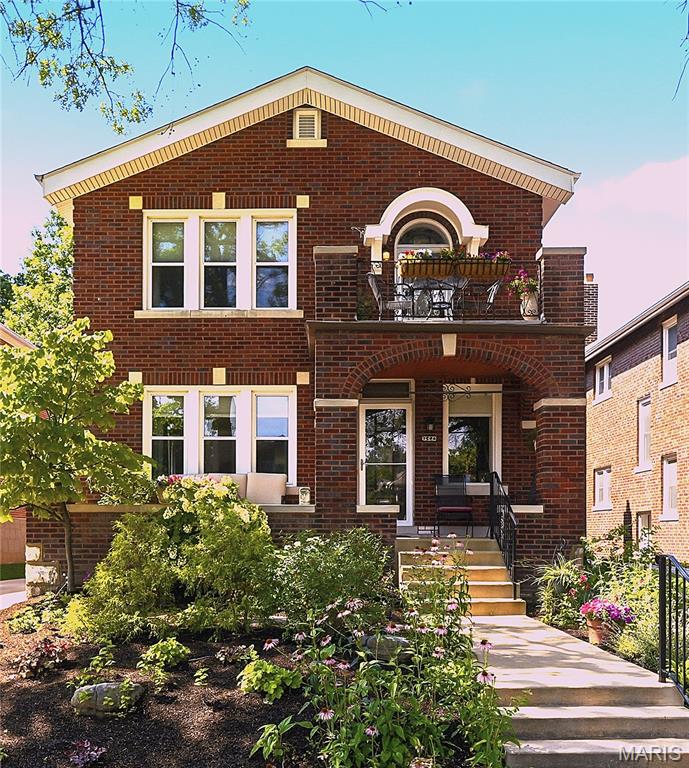 This house has what people want: a well-built elegant brick home with a very youthful fresh vibe.  Move in ready and full of natural light- it looks like a newer build. Totally updated 4-bedroom, 3-bath home brings together classic features and modern mid-Century style in one of the area’s most desirable neighborhoods. Sunlight pours through stunning stain glass windows and multiple large windows makes the house super light and airy. There are gleaming wood floors, tall baseboards, dramatic moldings, and warm character-filled spaces throughout. The updated kitchen shines with stainless steel appliances and clean, stylish finishes. It features a large island, with plenty of cabinetry, including an oversized pantry closet. The hearth area off the kitchen is cozy and inviting a perfect place for wine talks and morning coffee.   
The primary bedroom has a separate entry from both front and back staircases, literally, its own enclave. The primary bedroom is ensuite and contains 2 large closets and a separate shoe closet. The staycation feel continues with a gorgeous flower filled balcony to sit, with a favorite beverage, and watch the world go by, a private oasis. There is one ensuite bedroom on the first floor and 3 more bedrooms on the second floor. One secondary bedroom has a gracious sitting area and a large walk-in closet.  The second-floor laundry room is convenient and well organized, making clothes maintenance a snap. The bathrooms are all updated with accent colors that are sure to please the eye. 
The lower level adds a fun bonus with a private sauna—perfect for unwinding at the end of the day. The sauna bench can be moved up for a hot yoga space. The deck leads to a patio and landscaped yard made for casual dinners, or weekend hangouts. The front yard is full of colorful flowers and lush greenery. The house is set along a sunny boulevard framed by mature shade trees. Generous off-street parking makes daily life simple and convenient.
The location is a standout—close to dining, shopping, nightlife, parks, and the neighborhood energy of Maplewood, Clayton, Demun, and Forest Park, with quick access to major highways, an easy commute to everything St. Louis has to offer. Don’t feel like cooking- walk down the block to Starrs. This house  has a great layout and ideal touches for today’s discriminating Buyers.  This house was a full rehab 10 years ago - new plumbing, new electrical, new walls - lives like a new house -Stop by for a visit, you won’t want to leave.