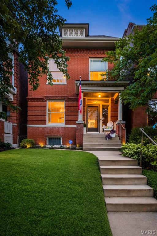 Welcome to 4142 Cleveland Avenue, a beautiful 1908 brick home in the heart of Shaw—one of St. Louis’ most beloved neighborhoods. Offering 3 bedrooms, 1.5 baths, and a layout that balances original character with everyday functionality, this home is perfectly positioned for enjoying everything city living has to offer.

Inside, you’ll find inviting living spaces filled with natural light, timeless details, graceful wide archways, and plenty of room to relax and entertain. The entry showcases the original wood staircase and hardwood floors. The living room features a gas fireplace with a striking period mantel, while the dining room impresses with its stunning ceiling details. The kitchen pairs classic black, white, and oak finishes in a way that feels updated yet congruent with the home’s era, featuring quartz countertops and modern appliances.

Step outside to a covered deck, then continue onto the patio for outdoor dining and entertaining. An exterior natural gas hookup makes grilling easy, and the wooden playset was thoughtfully designed to one day be transformed into a pergola. The fenced backyard offers space for pets and play, plus a convenient two car parking pad. Back inside, a powder room completes the main level.

Upstairs, you’ll find three bedrooms including a primary with access to a covered balcony—the perfect spot to enjoy a sunrise, sunset, or both. The second bedroom features a decorative fireplace, while the third bedroom is ideal as an office or nursery and overlooks the idyllic tree-lined street. The full bath features a large frameless backlit anti-fog mirror.

The walk-out basement provides abundant storage with built-in shelving and includes LG front-loading washer and dryer (2024). This home was extensively rehabbed in 2010. Recent major updates include a high-efficiency HVAC system (2024), new roof (2024), water heater (2025), deck rebuilt (2025), new refrigerator (2026).

The location is hard to beat. The home is located within the highly regarded City Garden Montessori public charter school boundary and is walking distance to St. Margaret of Scotland. Just half a block away, you’ll find neighborhood favorites Well Met Cafe and The Gallery Pub, the latter known for its regular live music performances. Less than a 10-minute stroll from Tower Grove Park, Missouri Botanical Garden, and local favorites like TeeRak Thai, Fiddlehead Fern Cafe, and Ices Plain & Fancy, you’ll enjoy the walkable lifestyle that has made Shaw one of the city’s most sought-after communities. 

Lovingly maintained and full of character, this home is ready for its next chapter.