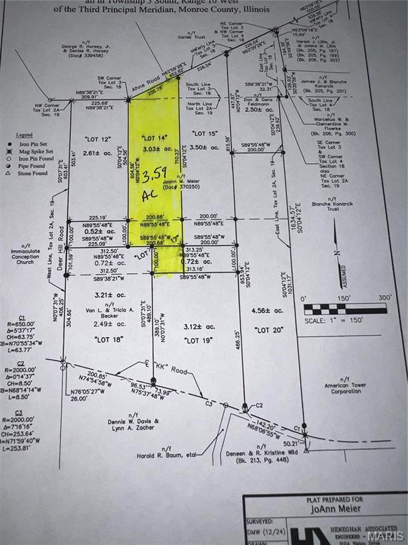 Only 2 Lots Left! These Lots were established just prior to July 1, 1995 when Monroe County changed the zoning regulations from 2.5 acres to 10 acre tracks of land. They are the only ones of their kind and are located on the highest elevation in Monroe County. 
They are located in Madonnaville on Ahne Road, just minutes from Waterloo off the Maeystown Rd. They are 4 miles from the acorns golf course. They are also approx. 4 miles from Valmeyer providing a quick access to Bluff Rd to Columbia.  All have county road frontage. The Lots are 3 to 4 acres. Fountain water, Monroe county electric, and Fiber Optic high speed Internet are available. The property is unrestricted except for 1800 sq foot minimum, 3 sides brick, no above ground pools and Builder Approval. Gorgeous views! Waterloo Schools! Choose yours today! They are Owned by the Listing Agent who is available to answer any questions and is available to meet with agents and their buyers to show them the property.