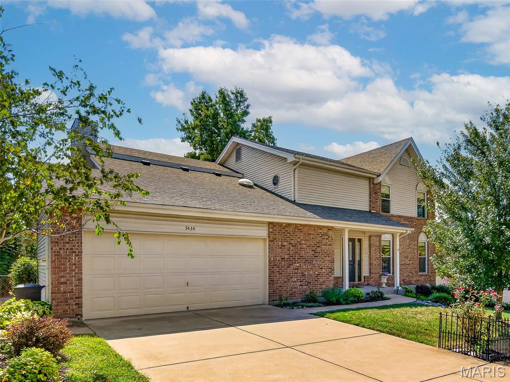 Offering over 3,300 square feet of living space, this impressive two-story home delivers the space, comfort and versatility today’s buyers are seeking. A covered front porch welcomes you into a spacious foyer with adjoining formal living room and a dining room with a beautiful bay window adding natural light. The large eat-in kitchen features quartz countertops, pantry and adjoining breakfast room, opening to an expansive family room highlighted by a gas fireplace and second bay window. A main-floor powder room and oversized laundry/mud room with skylight add everyday convenience. Upstairs, the generous primary suite offers two closets, including a walk-in, plus a private bath with dual vanities, separate tub and shower. Three additional large bedrooms—each with its own walk-in closet—share another full bath, while a skylight adds even more natural light in the upper level. The partially finished lower level provides flexible recreation and living space plus abundant storage. Outside, the beautifully landscaped, fenced back yard is made for entertaining, featuring a massive patio and plenty of green space. A two-car attached garage, brand-new roof (2026) and newer HVAC (2024) complete this exceptional home in a quiet South County subdivision, conveniently located near Suson Park, Kennedy Recreation Complex, shopping, dining and restaurants.  Lovingly maintained by the original owner for 39 years, this home is ready for you to personalize, enjoy, and create your own memories!