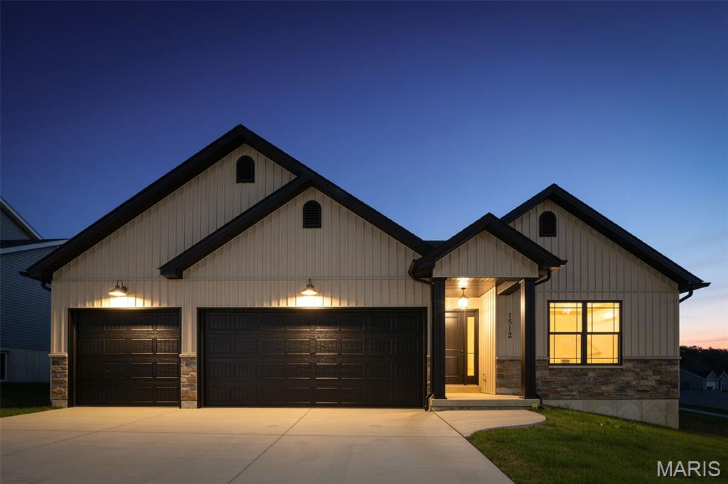 Spec Home TO BE BUILT - 3 bed / 2 bath ranch w/3 car garage. Lots of quality STANDARD FEATURES such as Architectural Shingles, Stainless Steel Appliances, 6lb Rebond Padding, Painted trim, Covered Facia and Soffits, Grids in Front Windows, Panel Door options to choose from, Sodded entire yards where disturbed, Boundary Survey by builder, plus much more.  Additional features include, vertical siding in front, bay window in master bedroom, kitchen features 42" cabinets, granite & pantry cabinet, upgraded flooring in all main areas including both bathrooms. Cathedral ceilings @ great room, kitchen and breakfast room. All black windows, sliding door, gutters, soffit, fascia, plumbing fixtures & garage doors. Master bath with tile around tub, double bowl sink, and pocket door. Rough in bath in lower level.