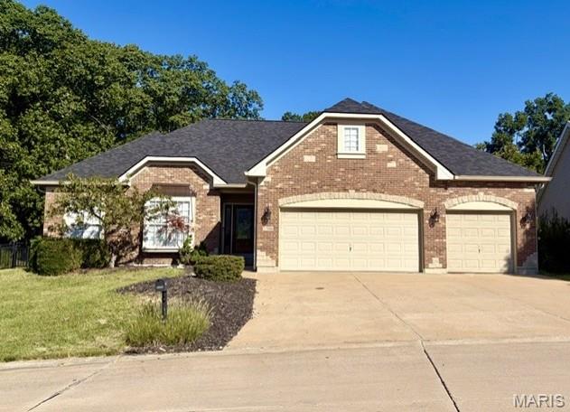 Welcome to this beautifully maintained custom-built home offering approximately 3,500 sq. ft. of finished living space, including a spacious walk-out lower level, situated on a private 0.25-acre lot backing to mature woods and wooded common ground. This exceptional 3-bedroom, 3½-bath home features a dramatic great room with vaulted ceilings and a striking stone and brick gas fireplace, a spacious eat-in kitchen with natural stone countertops, stainless steel appliances and a convenient breakfast bar, plus a formal dining room. The main floor offers generously sized bedrooms and an expansive primary suite featuring vaulted ceilings, new carpet, beautiful bay windows with a sitting area overlooking the wooded setting, private access to the large deck, a luxurious bath with double vanity and walk-in shower, and a generous walk-in closet. Additional main-level highlights include convenient main-floor laundry and a spacious 3-car garage with its own heating and cooling system. A sprinkler system provides an added level of safety and peace of mind. The finished walk-out lower level provides exceptional additional living and entertaining space, complete with a full bath, wet bar and large windows that bring in abundant natural light. Enjoy outdoor living on the large deck or lower-level patio while taking in the peaceful, private wooded backdrop. Attractive finishes, generous living spaces, thoughtful amenities and meticulous condition complete this exceptional home, offering an ideal blend of elegance, comfort, privacy and functionality for both everyday living and entertaining. 2386 Appaloosa Trail is a remarkable home in one of High Ridge's most desirable neighborhoods, with the added benefit of Harter Farms' pool and lake amenities.