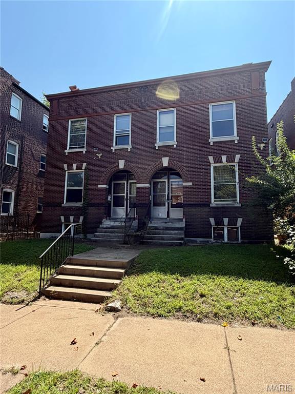Unlock the potential of this substantial all-brick 4-family property offering nearly 4,500 square feet of living space and four spacious 2-bedroom, 1-bath units, each measuring over 1,000 square feet. With projected rents of approximately $1,000–$1,400 per unit, this property presents an exciting opportunity for investors seeking strong cash-flow potential and significant value-add upside. This is a true blank canvas ready for renovation and repositioning. Each unit features a desirable floor plan with a large living room, separate dining area, sectioned-off bedrooms, and a generously sized eat-in kitchen. The upper-level units also offer balcony access, adding additional appeal for future tenants. The property includes a full divided basement providing valuable storage and utility space, along with a detached rear garage. Some PVC plumbing is already present, offering a starting point for the renovation process. Situated in a nice neighborhood with convenient access to shops, restaurants, parks, grocery stores, and everyday amenities, the location provides a solid foundation for a successful rental investment. Whether you're an experienced multifamily investor, rehabber, or looking for your next value-add project, this property offers the scale and layout to bring your vision to life. Restore this property to its former glory and capitalize on the rental income potential. Property is being sold strictly AS-IS. Complete renovation is required. Buyers are encouraged to perform their own due diligence regarding projected rents, renovation costs, zoning, permits, and property condition.