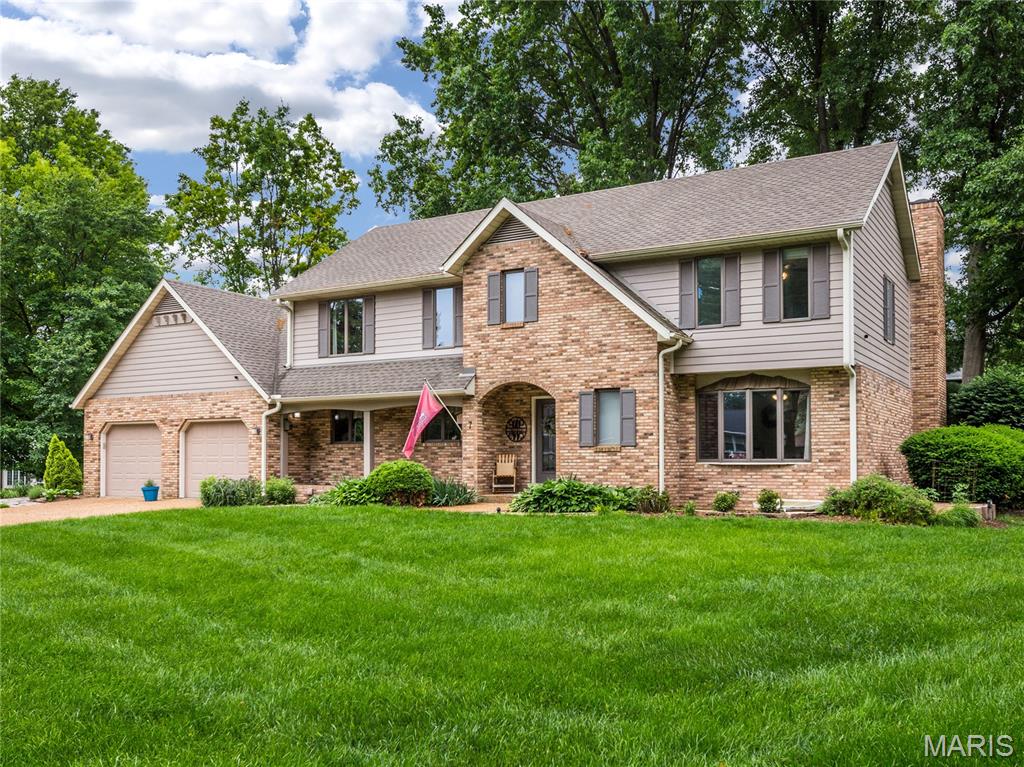 This beautifully maintained 4 bedroom, 4 bath 1-1/2 story home on 1/2 acre cul-de-sac lot offers space, comfort and outstanding amenities. Enjoy neighborhood features including a community pool, tennis courts and clubhouse all in the Edwardsville School District. Step inside and find a spacious great room with soaring vaulted ceilings and a cozy gas fireplace. The nicely sized kitchen offers ample workspace, solid surface countertops and walk in pantry - and adjoins a formal dining room complete with wet bar and a cozy breakfast nook, making entertaining a breeze. The sunroom overlooks the backyard and opens to a newer color, stamped patio creating the perfect outdoor space that includes a firepit, inground trampoline and playset, electric dog fence and has been nicely landscaped. 
The main level includes a bedroom, full bath, ideal for guests or multi-generational living. Upstairs you will find two large bedrooms with walk in closets and their own ensuite bathrooms. The upper level walkway features a view to the great room below and small loft nook. Lower level was recently finished and expands your living space with a large family room, wet bar, 4th bedroom and 3/4 bath. Anderson Windows Throughout. 220 In Garage (110 Amp) For Electric Vehicle. Per seller electrical service is 400 amp
Please ask your agent for lists if items that will remail and recent updates as well as Ameren printout and Covenants and Bylaws are online.