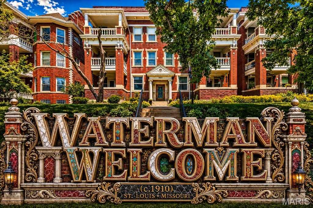 Welcome to 5553 Waterman Blvd., where timeless architecture, classic craftsmanship, and an unbeatable location come together in the heart of DeBaliviere Place. This spacious first-floor condominium offers 2 bedrooms, 1 full bath, and 1 half bath within one of St. Louis' most attractive historic buildings. From the moment you arrive, you'll appreciate the impressive curb appeal, stately brick façade, beautifully landscaped grounds, and secured building entrance. Inside, an elegant stained glass entry door opens to an impressive foyer highlighted by ornate plaster ceiling details that showcase the craftsmanship of a bygone era.

The inviting living room is generously sized and centered around a handsome brick fireplace, creating the perfect space for relaxing or entertaining. Adjacent to the living area, the dining room flows seamlessly into the updated kitchen featuring walls of countertops and abundant cabinetry, providing exceptional workspace and storage for everyday living.

Both bedrooms are generously sized with overhead ceiling fan lighting and excellent closet space. The full bathroom has been tastefully updated, while the convenient half bath adds everyday functionality. A bonus room offers flexibility as a home office, reading room, hobby space, or workout area. The convenience continues with in-unit laundry, making daily living effortless.

Step outside to enjoy the private front porch or take advantage of the secured rear gated parking with a dedicated parking space. The monthly condominium fee of $605 includes many exterior maintenance responsibilities, allowing for a more carefree lifestyle while preserving the beauty of this historic community.

Located just minutes from Forest Park, Washington University, the BJC Medical Campus, the Delmar Loop, MetroLink, restaurants, coffee shops, museums, and entertainment, this location offers outstanding walkability and convenient access to some of St. Louis' most desirable destinations. Whether you're looking for historic character, spacious living, or a premier central location, this beautiful first-floor condo is ready to welcome you home. Please call your full time Realtor for questions or to schedule your showing today!