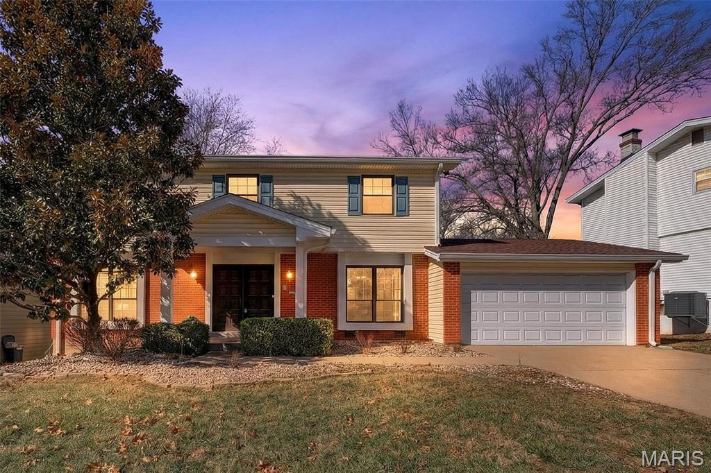 Move-in ready home available in the quiet Shenandoah area of Chesterfield in Parkway Schools. This 4 bedroom, 2.5 bathroom home offers a large level lot with lots of grass space. The main floor features a formal living room, a family room with fireplace, a spacious eat-in kitchen, and separate dining room. The upper level has the master suite with full bath, and 3 bedrooms with a full hall bath. One bedroom features built-in bookcases that would make a great home office. The walk-out basement offers ample storage with laundry area. Composite deck overlooks the landscaped yard backing to a wooded common area. Other amenities include an attached 2 car garage, fresh paint throughout and newer luxury vinyl floors in the kitchen and hall. All appliances including refrigerator, washer & dryer!