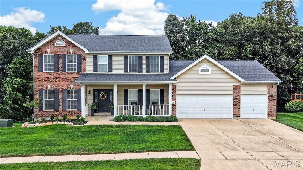 Welcome to this warm and inviting 4 BR, 2.5 Bath home in the sought-after Stone Meadows Subdivision.  Nestled on a peaceful cul-de-sac and backing to mature woods, this 2,435 sq ft home offers a beautiful connection to nature and a sense of privacy. Step inside to an open floor plan designed for comfortable living and effortless entertaining.  The spacious kitchen with new stainless steel appliances (the refrigerator can stay) flows seamlessly into the main living areas, creating a welcoming gathering space for family and friends.  The primary suite offers a relaxing retreat with a vaulted ceiling, large walk in closet and ensuite bath.  Three additional bedrooms and a full bath complete the upstairs.  Fresh paint and new carpet provide a clean and refreshed feel and makes this home truly move in ready!  The basement offers additional potential with a walk out and rough in for a future bathroom, giving you the opportunity to customize the space to fit your needs.  Step outside to enjoy the newly built deck, perfect for morning coffee or enjoy a relaxing evening around the firepit. The large 3 car oversized garage even has plenty of room to add a workshop, storage, hobbies and more.  Stone Meadows residents enjoy access to the community pool and neighborhood amenities with schools close by.
With it's peaceful setting, this Move-in ready home is ready to welcome you home!  Schedule your showing today before it's gone!