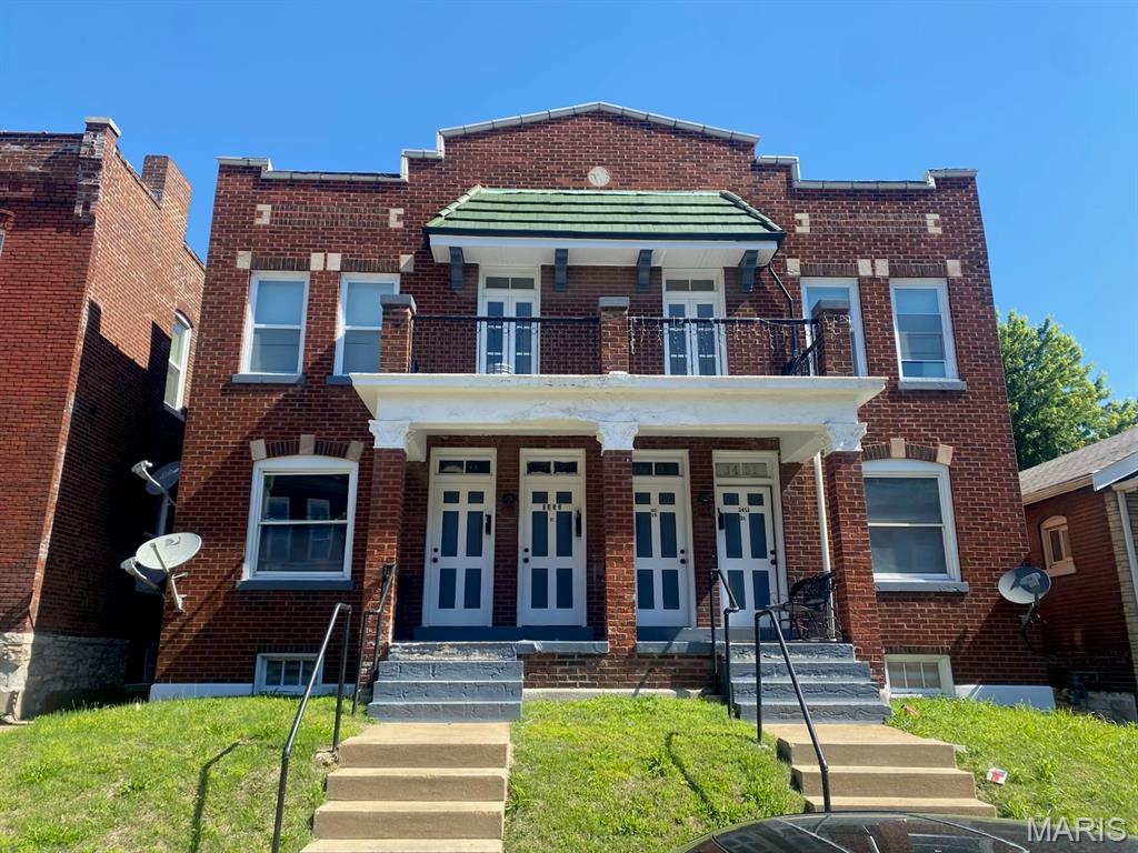 4-family in Gravois Park featuring 8 bedrooms, 4 baths, and 5,112 sf. Opportunity for owner-occupants to live in one unit while rental income from remaining units helps offset expenses. Three of four units are currently leased, generating $3,075/month in rental income, with one vacant move-in-ready unit available for owner occupancy or lease-up.

Vacant unit is a 1BR/1BA approximately 1,228 sf and was previously rented for $1,100/month. Prior appraisal indicated estimated market rents for the property could total approximately $4,400/month; buyer to verify market rents independently.

Each unit includes a kitchen, full bath, and separate living and bedroom spaces. Property features updated kitchens and baths, four newer central air units, multiple updated furnaces and water heaters, and updated windows in portions of property. Decorative fireplaces, crown molding, and French doors retain historic character.

Full unfinished basement provides shared laundry, storage, and mechanical access. Additional features include wood-fenced rear yard, covered second-floor porch, front covered porch, brick exterior, 45x125 lot, convenient access to South Grand, and easy access to I-55.