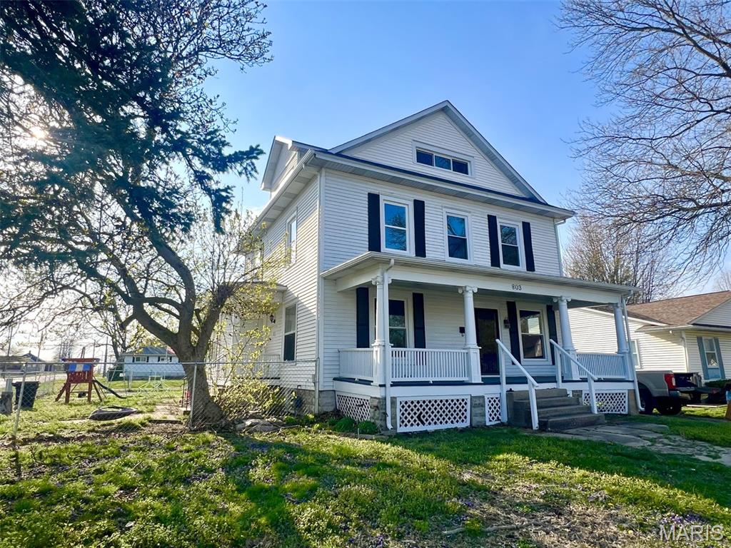 So much house, so much character, so much potential! Centered in the heart of Litchfield is where you'll find this beauty. There are four levels, including the basement and the attic, tons of potential here. The home still boasts original, ornate woodwork and the built in character you appreciate from the time of this build. There's a large, covered front sitting porch as well as a covered, back sitting porch, and even a side porch that sits off of the formal dining room. Inside, you'll find tall ceilings, a large foyer with built ins, a "Harry Potter" closet, a spacious living room with a decorative fireplace overlooking the oversized formal dining room. This dining room deserves to see the dinner parties you can have here! There's a butler's pantry and butler's staircase off of the kitchen as well as access to the basement. That's where you'll find the laundry, tons of storage, possible living space, and a full bath. The second floor welcomes you with a spacious, second floor entry foyer, leading you to one of the four bedrooms. Each room has large closets and tall ceilings. One of the bedrooms houses the door for the walk up attic that has so much untapped potential! The house has received lead based paint remediation, new windows throughout, newer roof with replaced decking and gutters, insulation in the basement, attic, and blown in insulation with some new plaster. There's a front, back and side new door. The upper level bath was remodeled with a tile surround in 2023. With some TLC this spacious home could be your last! Selling as is. Home inspection available.