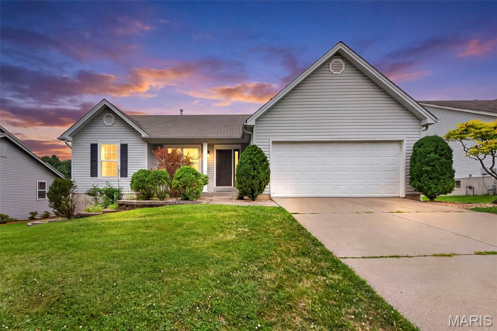 Wonderful opportunity to own a great house in Oxford Estates most convenient location! Perfect if you need a quick commute, minutes off of 364 and Hwy 70, in a quiet community. Tidy ranch, 3 bedroom and 2 bathroom with low maintenance exterior and professional landscaping you'll adore. Feel welcomed the minute you step into the entry, picture yourself relaxing in the vaulted great room next to a cozy gas fireplace.  This well maintained home has a deck that goes the length of the house, primary suite has easy access to the deck for morning coffee or relaxation.  New paint throughout the main floor and pool waiting for the first pool party of the season. The basement has a nine foot pour for addition of future living space.  Rare drywalled garage for all of your future projects.
