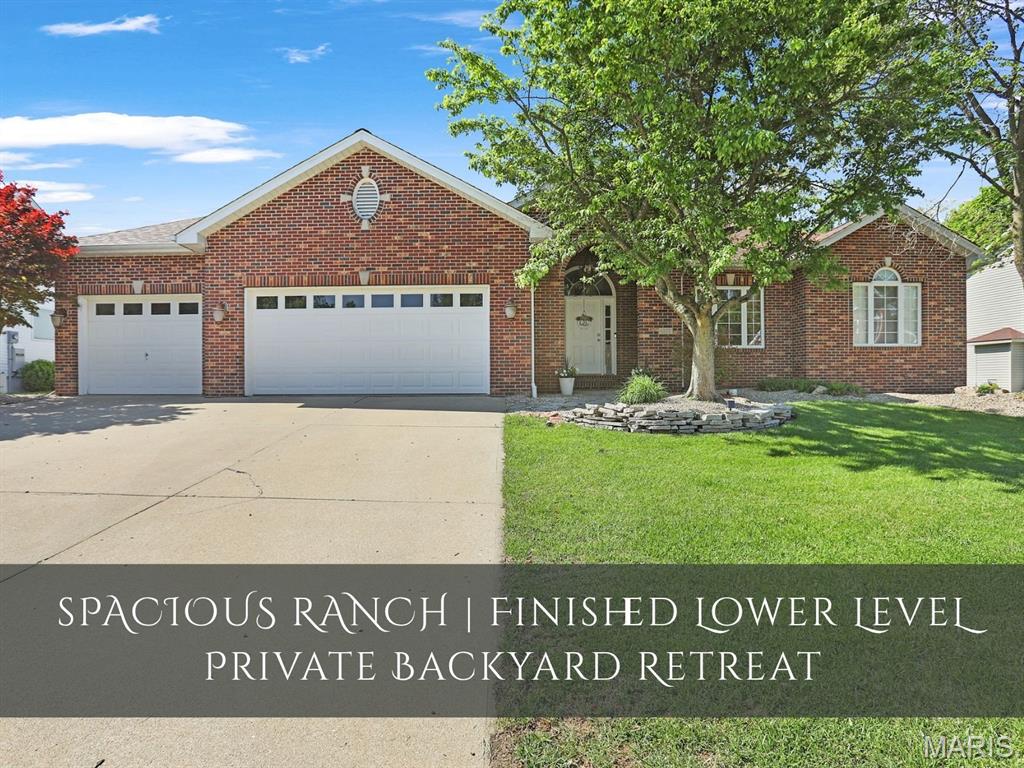 Tucked within the sought-after Gerber Woods subdivision, this expansive ranch offers the perfect blend of space, comfort & livability. Imagine starting your mornings with coffee on the newly refreshed deck, overlooking a peaceful, tree-lined backyard. Evenings are made for gathering with friends, enjoying sunsets & unwinding in the privacy of your own outdoor retreat. Inside, the open floor plan is designed for both entertaining & daily life. The vaulted great room creates an airy sense of space & centers around a beautiful fireplace, while the kitchen features a center island, abundant cabinetry, pantry, updated finishes & an adjoining breakfast area for casual meals. A formal dining room is ready for holiday gatherings & special celebrations. The spacious owner's suite offers a relaxing escape with a walkin closet, dual sinks & beautifully tiled walk-in shower. 2 additionall bedrooms, a full bath & main-level laundry complete the main floor. The finished lower level expands the home's versatility with a large rec room with 2nd fireplace for chilly evenings, 2 bonus rooms ideal for hobbies, fitness or guests & a beautifully updated 3/4 bath. Recent improvements include new LVP flooring, carpeting, lighting, water heater ‘23, deck renovation ‘24, landscaping enhancements, new garage door & numerous thoughtful updates throughout. With a 3-car garage, quiet neighborhood setting & convenient access to schools, shopping, dining and trails, this is a home designed to be enjoyed for years to come!