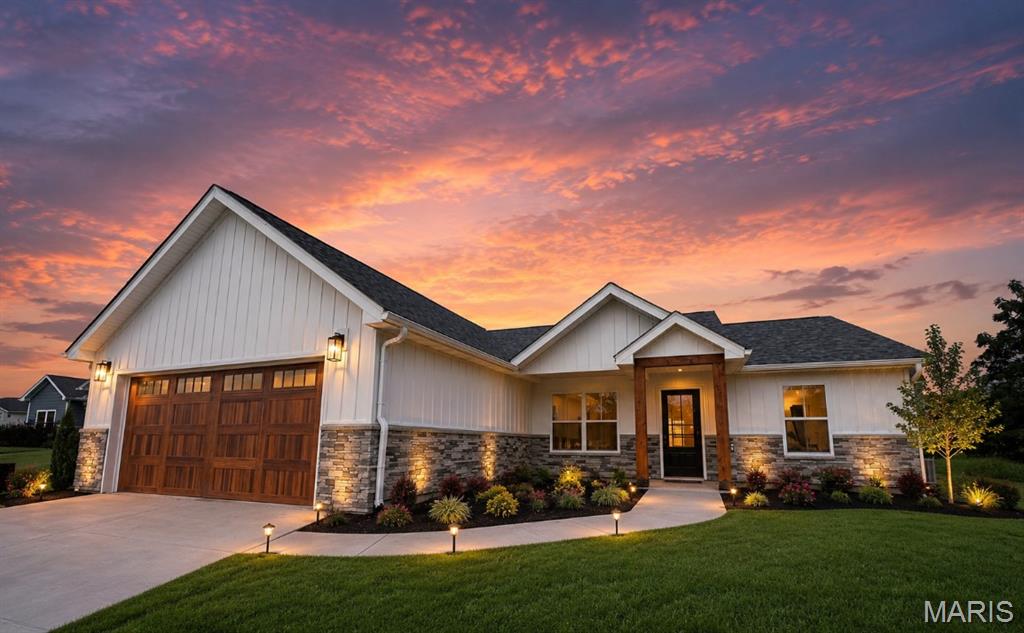 Welcome home to this stunning custom-built new construction featuring 4 bedrooms, 2.5 bathrooms, and 1,910 square feet of thoughtfully designed living space. Nestled among mature trees, this beautiful home offers the perfect blend of modern craftsmanship and natural beauty. Step inside to discover an open and inviting floor plan highlighted by elegant quartz countertops, quality finishes, and abundant natural light throughout. The durable Everlast siding provides lasting curb appeal and low-maintenance living for years to come. Enjoy your morning coffee on the stamped front patio or unwind in the evenings on the spacious stamped back patio, perfect for entertaining family and friends. The oversized 24x24 attached garage offers ample space for vehicles, storage, and hobbies. With custom construction, modern amenities, and a peaceful setting surrounded by mature trees, this exceptional property is ready to welcome you home. Landscaping in photos are AI generated, grass seed and sod to be laid within 2-4 weeks completion.