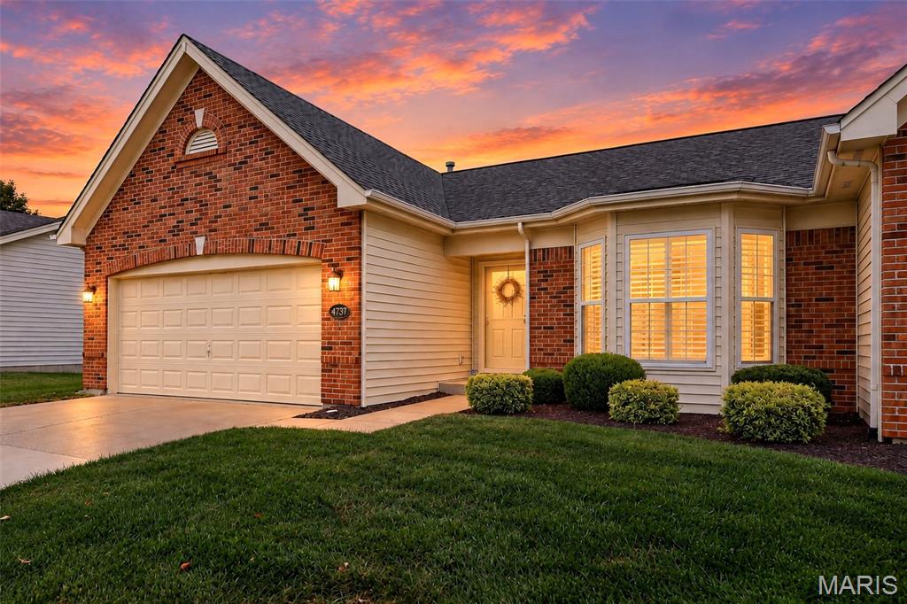 Sophisticated, move-in ready living in the heart of Chesterfield. This exceptional 2 Bed 3 full bath ranch villa blends timeless elegance with low-maintenance living. The heart of the home is the light-filled, open-concept main level, where the kitchen was reimagined by removing a wall and adding wood flooring—creating seamless flow between the kitchen, dining area and impressive great room. Soaring ceilings enhance the sense of space, while custom built-in bookshelves with abundant storage and quartz tops add both beauty and function. Designer-inspired floating shelves provide the perfect backdrop for artwork and treasured pieces, bringing a refined yet personal touch. A main-level private office, complete with a vaulted ceiling and bay window, provides an inspiring setting for work from home. The luxurious primary suite is a true retreat, with spa-inspired bath, dual vanities, soaking tub, walk-in shower and an expansive walk-in closet. Step outside from the dining area to enjoy morning coffee or evening cocktails on the private deck—an inviting extension of the living space.  The finished lower level offers even more room to relax and entertain, with a spacious rec room, generous additional bedroom and full bath with tub and shower—ideal for guests.   And the location is perfect: enjoy the convenience of being walking distance of beautiful Faust Park, while downtown St. Louis and Lambert International Airport are just a short drive away. Beautifully updated, elegantly appointed, and exceptionally located. This is villa living at its best and a home that deserves to be at the top of your list.