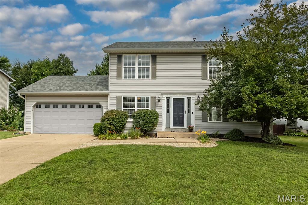 Welcome home to this beautifully updated two-story nestled in a highly desired neighborhood! From the moment you step inside, you’ll appreciate the laminate flooring throughout the main level, crisp white cabinetry, granite countertops, and stainless steel appliances that make the kitchen both functional and inviting. Convenient main-floor laundry adds to the home’s everyday ease. Upstairs, the spacious vaulted primary suite offers a relaxing retreat with an updated bathroom vanity and a walk-in closet complete with custom organizers. Three additional bedrooms and an updated hall bath provide plenty of space for family, guests, or a home office. The finished lower level expands your living options with versatile flex space that’s perfect for a recreation room, media room, workout area, or playroom, plus the convenience of a half bath. Step outside to enjoy the lovely backyard featuring a large patio—ideal for entertaining, grilling, or simply relaxing. Residents of this amenity-rich community enjoy access to neighborhood swimming pools, tennis/pickleball courts, basketball courts, clubhouse, scenic walking trails, and ponds for fishing. This home offers the perfect combination of comfort, updates, and an exceptional lifestyle. Don’t miss your opportunity to make it yours!