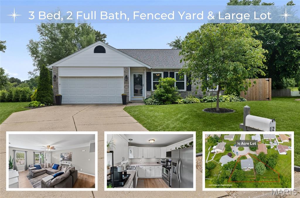 Welcome home to this completely updated 3 bedroom, 2 full bath home nestled on a quiet cul-de-sac! From the moment you step inside, you’ll appreciate the beautiful new LVP flooring that flows throughout the home. The spacious living room features a wall-mounted TV that will stay with the home. The eat-in kitchen offers white soft-close cabinetry, stainless steel appliances, a separate pantry, and all appliances included — even the refrigerator.

The divided bedroom floor plan provides added privacy, with the primary suite tucked away on one side of the home featuring double closets and a full bath. Two additional bedrooms and another full bath are located on the opposite side. Convenient main floor laundry includes washer and dryer that will stay.

Outside, enjoy the private patio overlooking the large, tree-lined backyard with a fence built in 2024. Additional updates include roof (2024), windows and sliding door (2022), furnace (2021), and water heater (2024). Attached 2-car garage completes this move-in ready home!