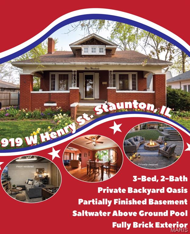 Nestled in a peaceful neighborhood, this charming bungalow home offers the perfect blend of comfort and character. With 3 cozy bedrooms, a versatile bonus room, and a partially finished basement, there’s plenty of space to grow and make your own. Enjoy the convenience of 2 full bathrooms, including a relaxing JACUZZI tub—perfect for unwinding after a long day.

Step outside to your secluded backyard oasis featuring a brand NEW KAYAK above-ground SALTWATER pool, which is gentler on skin and swimwear while also being more cost-effective to maintain. The fenced-in yard provides both privacy and peace of mind.

Additional highlights include a spacious 2-car detached garage, a fully bricked exterior for lasting durability and timeless appeal, and a TANKLESS water heater for enhanced energy efficiency and lower utility bills. Whether you’re relaxing in your private retreat or entertaining friends and family, this home truly has it all.