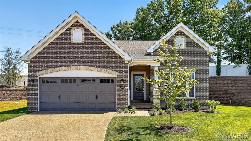 Skip the wait for construction and move right into this brand-new detached villa, perfectly situated on a quiet cul-de-sac in one of the area's most convenient locations. Enjoy quick access to major highways, shopping, restaurants, county parks, and multiple hospitals, including the new medical campus at the I-70/Hwy. 61 interchange.
Designed for effortless, low-maintenance living, this move-in ready home offers 2 bedrooms, 2 baths, an open-concept floor plan, and soaring 9-foot ceilings that create a bright, spacious feel throughout. The designer kitchen features 42" cabinetry, quartz countertops, stainless steel appliances, a generous workspace, and luxury vinyl plank flooring that flows seamlessly into the dining area and great room. The private primary suite offers a large walk-in closet, adult-height double vanities with onyx countertops, and a separate shower. A second bedroom is ideal for guests, a home office, or hobby space, while the main-floor laundry makes everyday living even more convenient. Step outside to your private concrete patio, the perfect place to relax or entertain, while the irrigation system keeps the lawn beautifully maintained. Better yet, the HOA handles lawn care and snow removal, allowing you to spend your time enjoying life instead of maintaining it. The full lower level features an 8-foot pour, bathroom rough-in, and egress window, providing an excellent opportunity to finish additional living space and add a future legal third bedroom. Brand new. Move-in ready. Maintenance-free. An outstanding value in an unbeatable location.